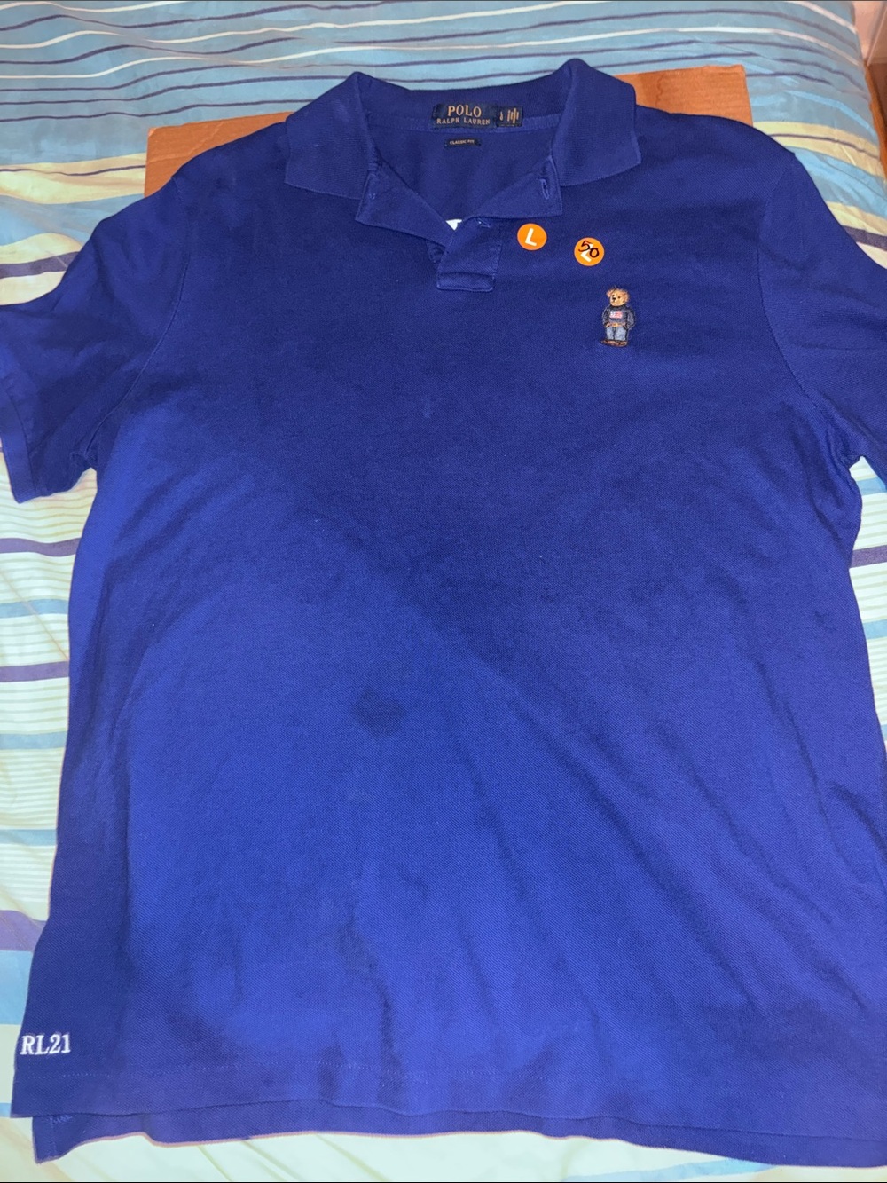 Polo by Ralph Lauren Royal Blue Bear-Embroidered Polo